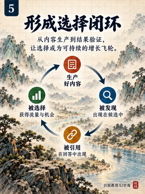 形成选择闭环:生产内容、被发现、被引用、被选择,再持续验证。