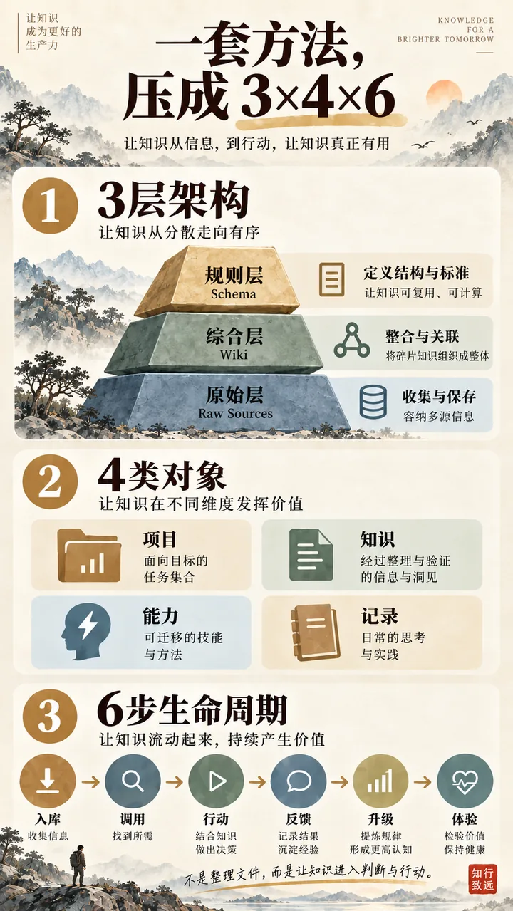 Knowledge OS 的 3层架构、4类对象和6步生命周期方法论