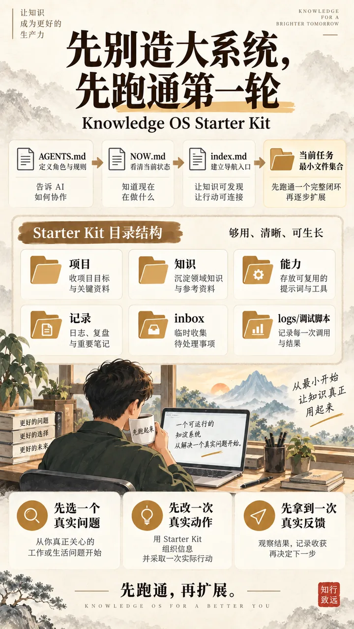 Knowledge OS Starter Kit 最小启动结构，从一个真实问题开始